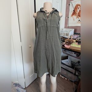 NWT Velvet Heart Olive green dress size small  100% Tencel